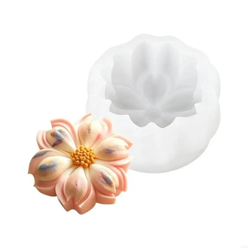 L9BE Easy to Clean 3D Flower Shaped Silicone Molds Perfect For Pastry Baking Projects
