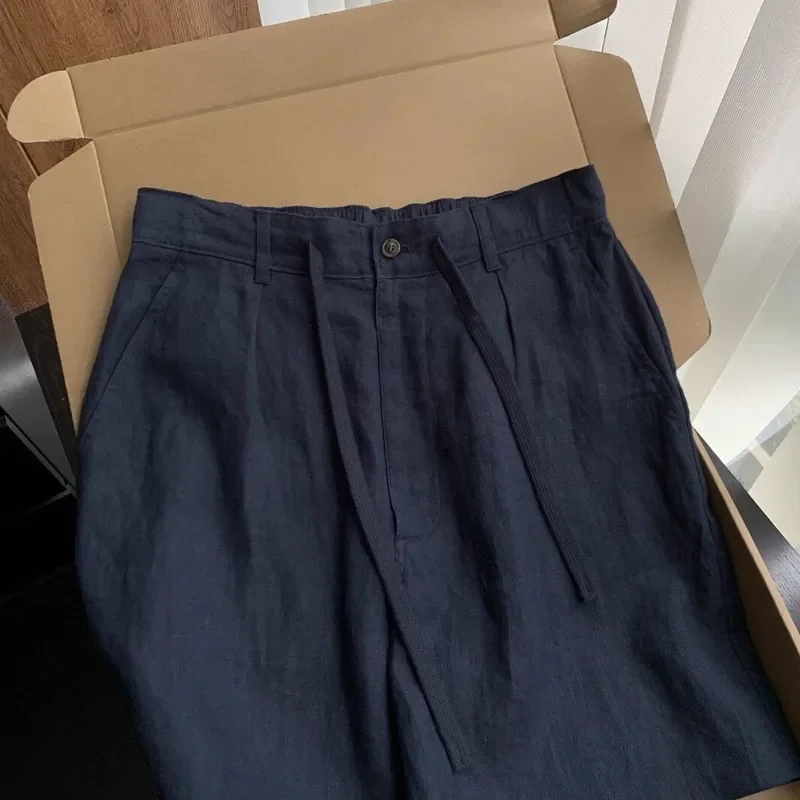 Men's Summer Simple‑Style Cotton‑Linen‑Blend Casual Shorts, Ultra‑Lightweight Knee‑Length Shorts For Home Street Beach Daily