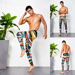 Compression Pants Men's Running Print Quick Dry Leggings Gym Basic Layer Workout Tights