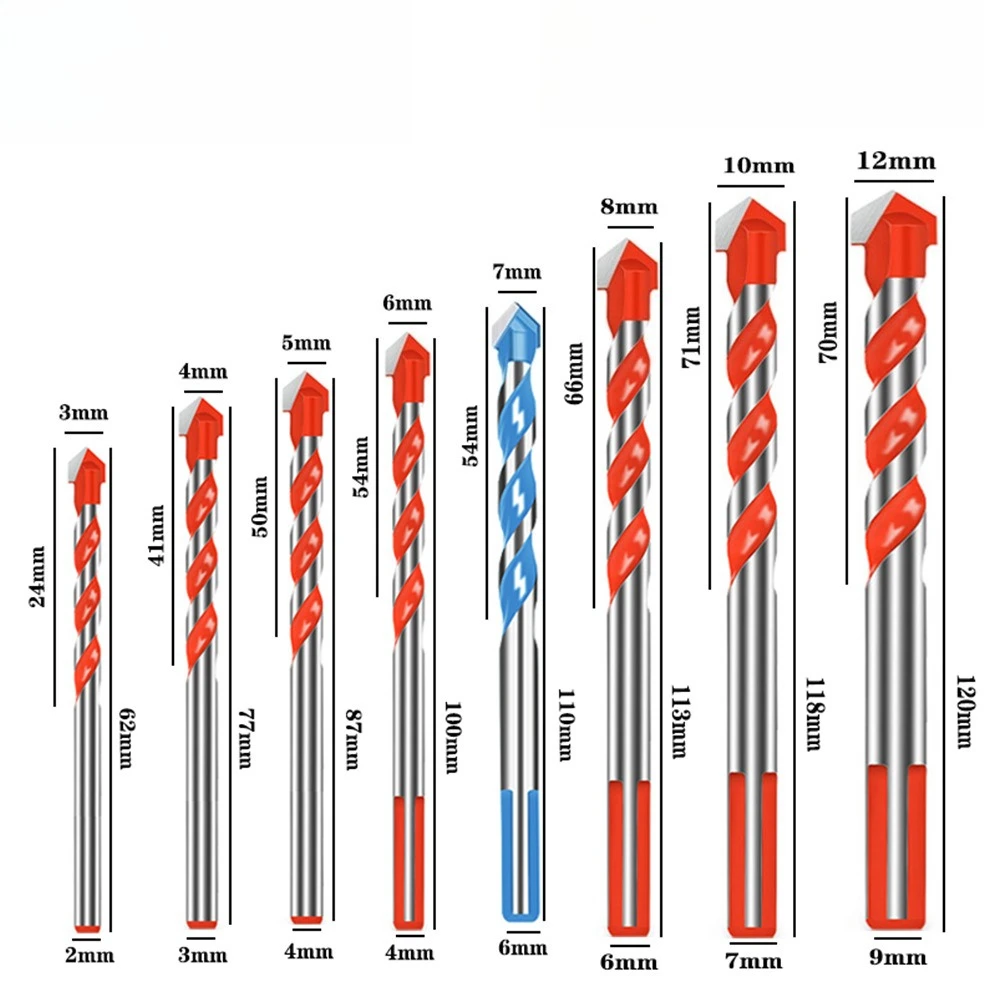 Orange Tyrant Drill Bit Multi functional Alloy Triangle Drill Bit Marble Glass Tile Ceramic Wall Drilling Drill