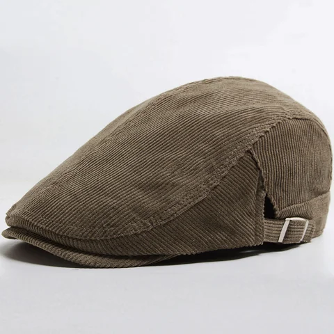 Brown corduroy flat cap
