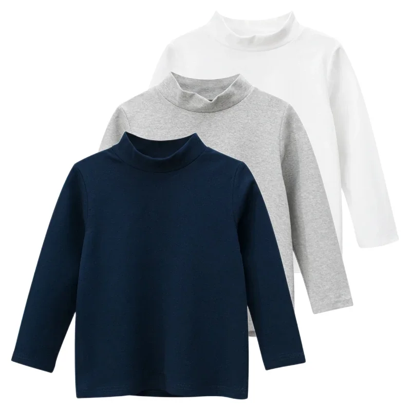 

2024 Spring New Children's Clothing Unisex Bottoming Shirts Boys Clothes Girls Fashion Long Sleeve Turtleneck Cotton Tops Kids