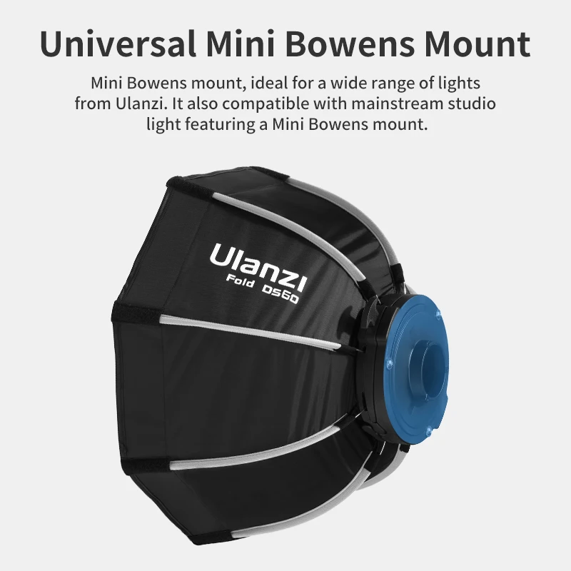 Ulanzi LAS002 40cm 60cm Foldable Octagon Softbox with Mini Bowens Mount Honeycomb Grid Reflector Umbrella Softbox for FlashLight