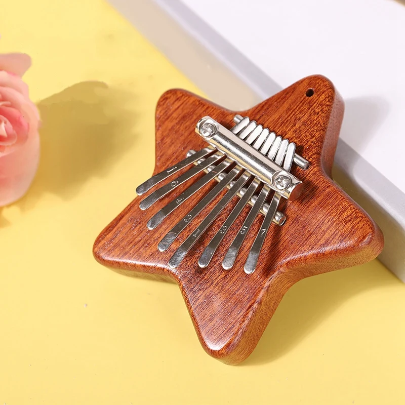 Mini Kalimba 8 Key Exquisite Finger Thumb Piano,Gift For Beginners Music Lovers Players,Cute Pendant Pentagram Easy Install