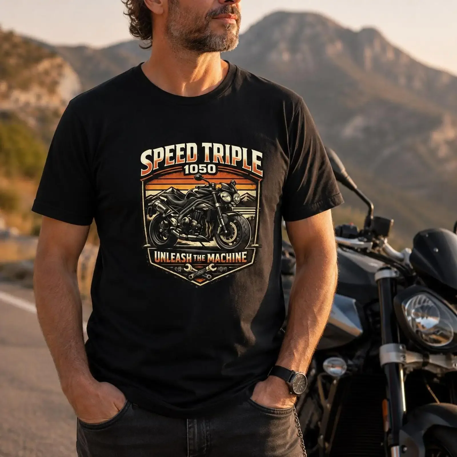 Speed Triple 1050 T Shirt Vintage Streetfighter Motorcycle for Rider Biker Husband vintage Washed Versatile Unisex