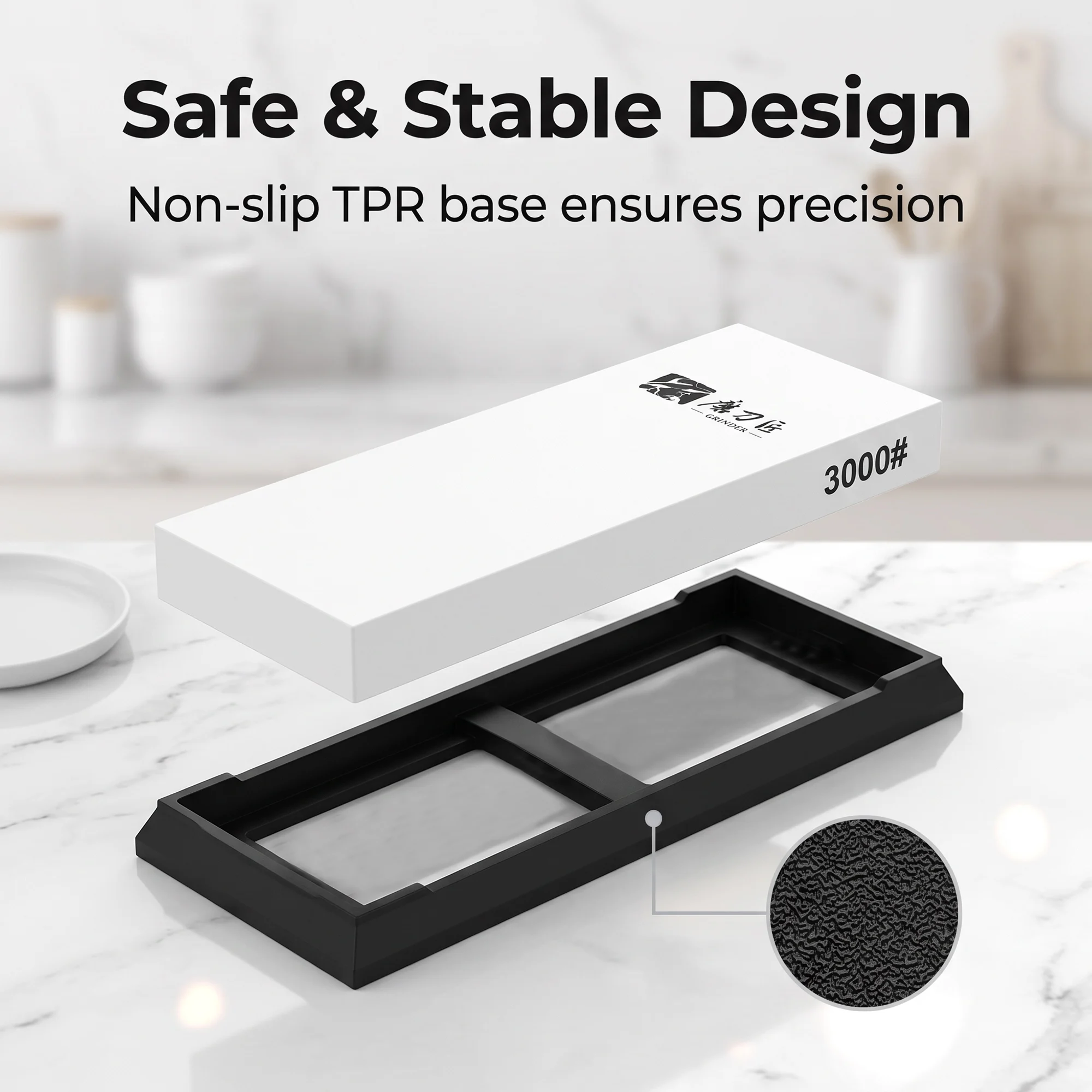 Taidea Single Side Whetstone 1000 Grit Corundum Sharpening Stone 180x60mm TPR Base Kitchen Knife Maintenance Must Have
