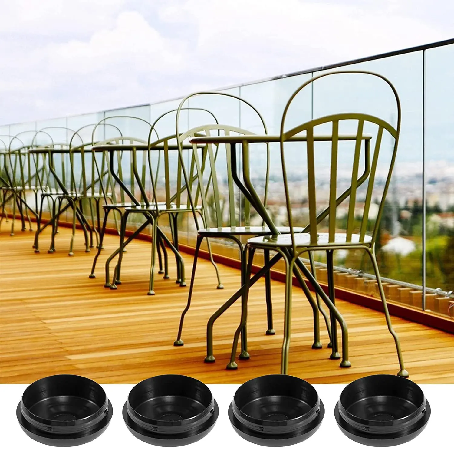 40PCS Wrought Iron Patio Furniture Glides 1 1/2 Round Outdoor Chair Leg Protection Cover Floor Protectors