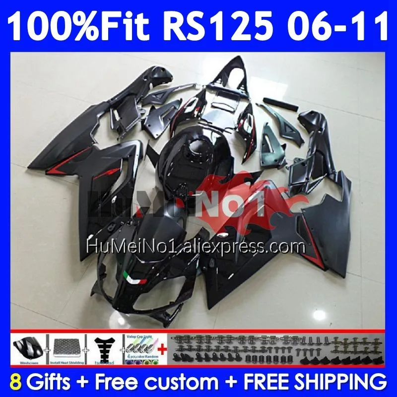 Injection For Aprilia RS-125 RSV125 R RS125 06 07 08 09 10 11 312No.2 RS Stock black 125 2006 2007 2008 2009 2010 2011 Fairing