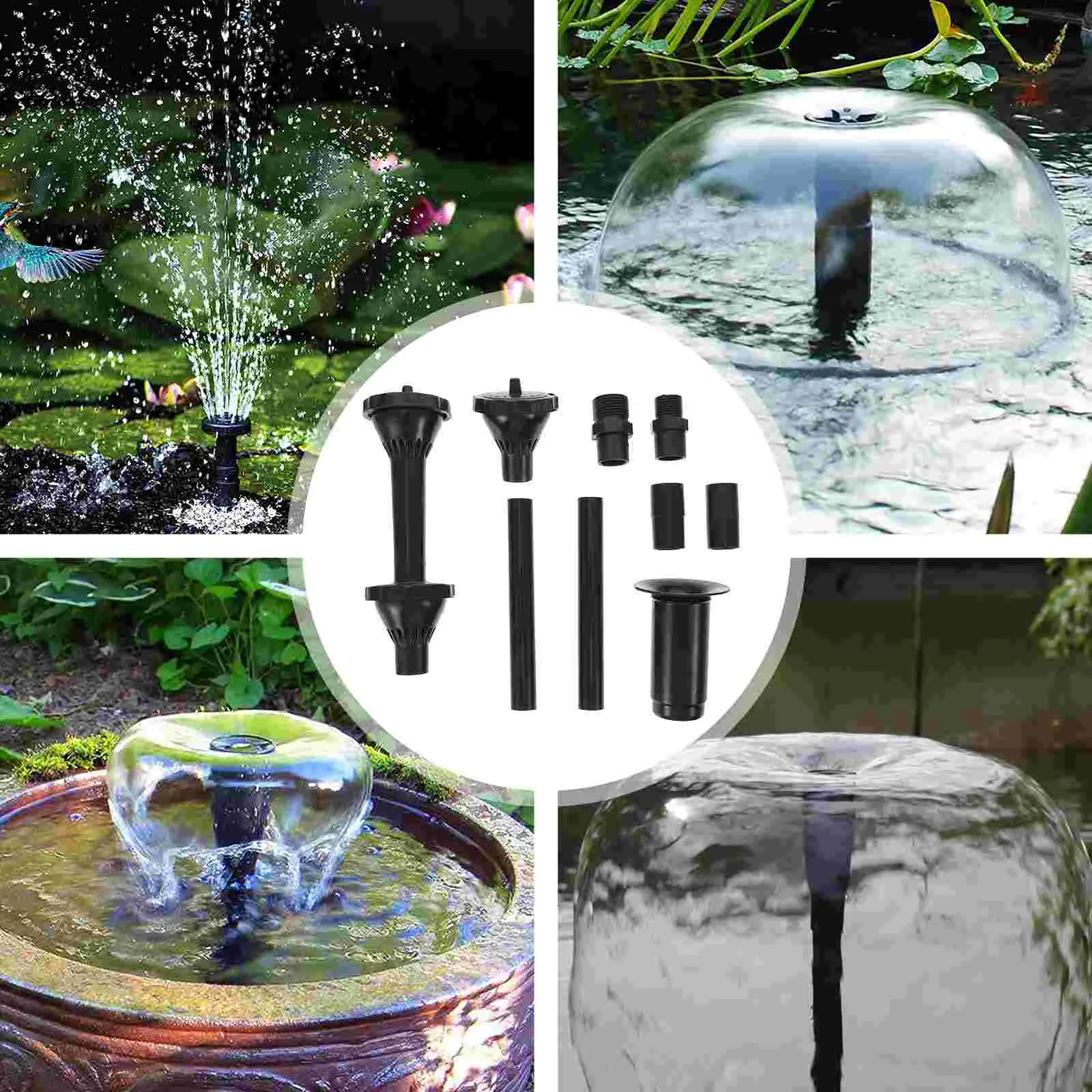 8 Fountain Water Pump Nozzle Mushroom Fountain Spray Set for Goldfish Pond Aquarium Pool Garden Tank