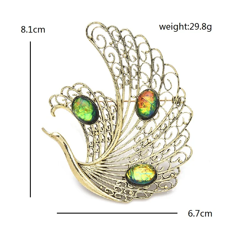 Wuli&baby Vintage Shell-bead Swan Brooches For Women Unisex Beautiful Bird Animal Party Casual Brooch Pins Gifts