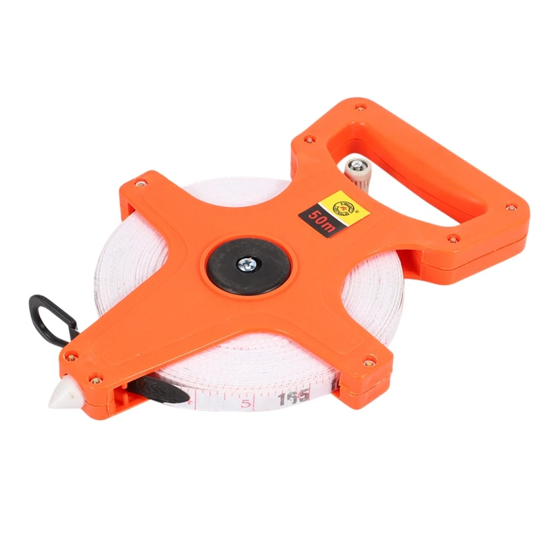 M11K-1Pc 30M/100Ft Meter Open Reel Fiberglass Tape Measure Inch Metric Scale Impact Resistant Plastic Measure Tools