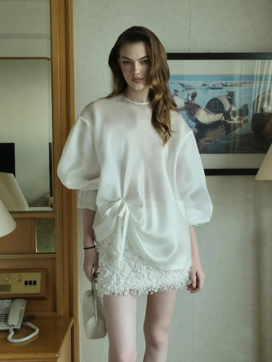 

Elegant Two-Piece Set Salt Series Summer Fashion Women's Clothing Slimming Short Skirt Cute Top High Waist Design French Style