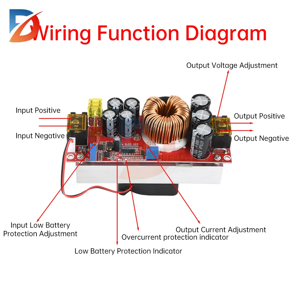 DC-DC Boost Converter 1800W 40A Boost Power Module 1200W 20A Adjustable Voltage Converter 10-60V to 12-90V Boost Module