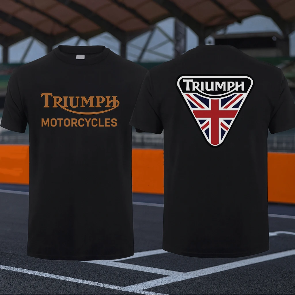 

Новая высококачественная хлопковая футболка с принтом Triumph, уличный повседневный удобный топ унисекс в байкерском стиле для повседневной носки