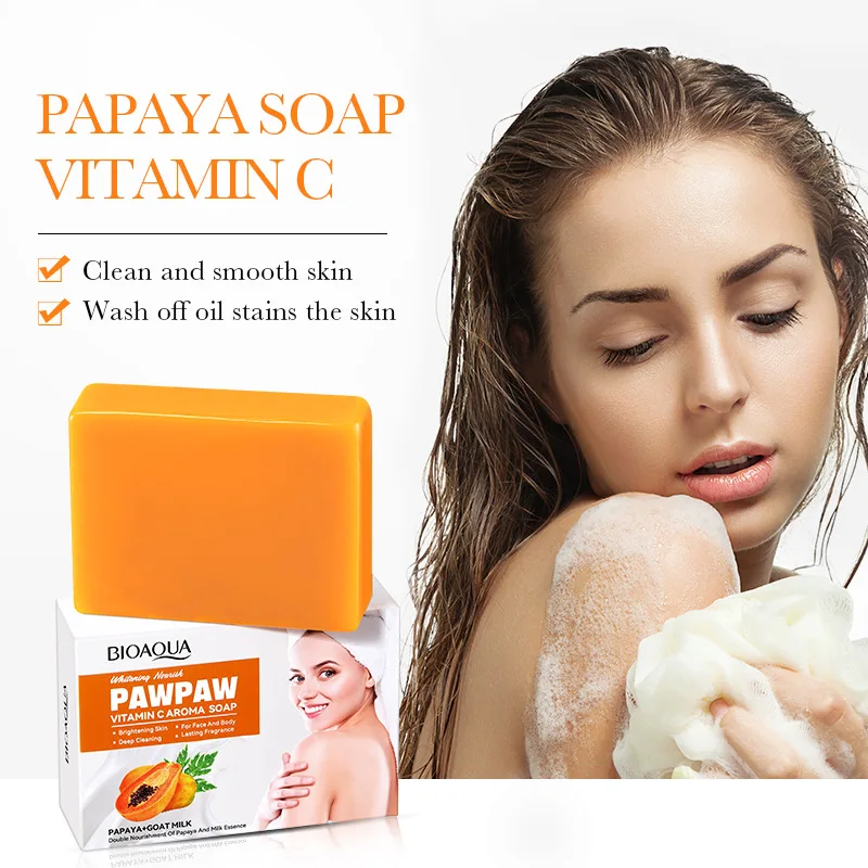 1Box Papaya Handmade Soap Vitamin C Facial and Bath Soaps Body Care Skin Deep Clean Skin Removal Products Body Brighten