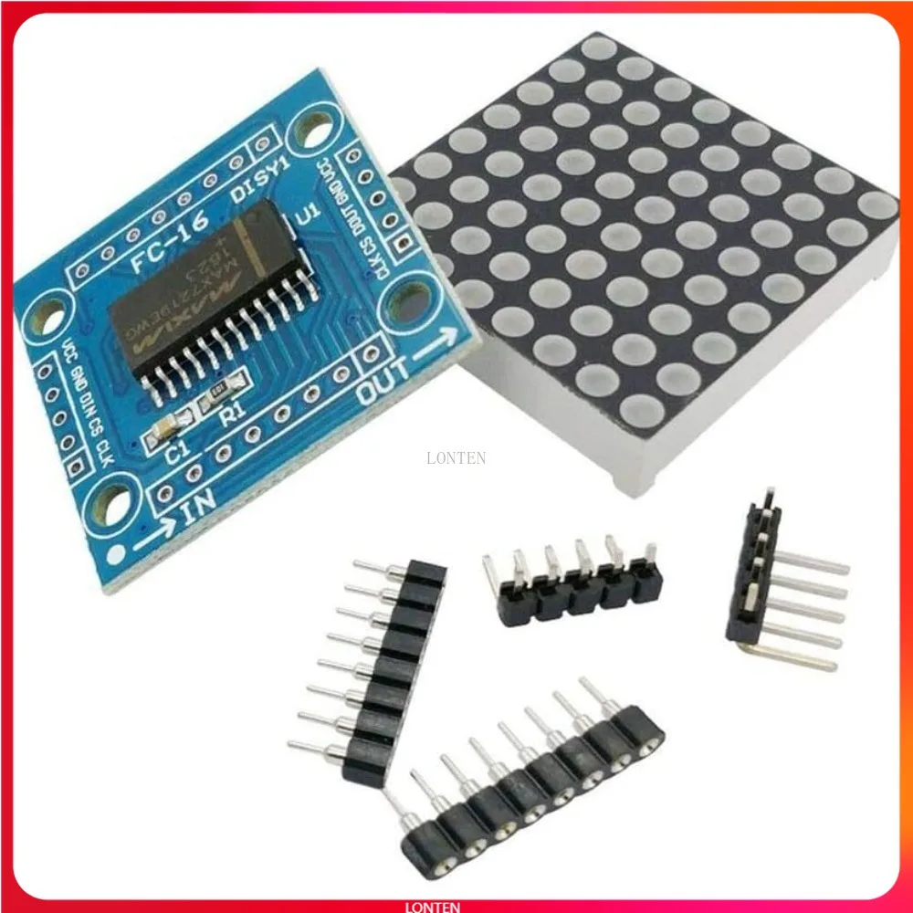 MAX7219 8x8 Модуль матричного светодиодного дисплея 5 В MCU Управление MAX7219 8*8 Светодиодный матричный набор для самостоятельного изготовления LT-ZH0043