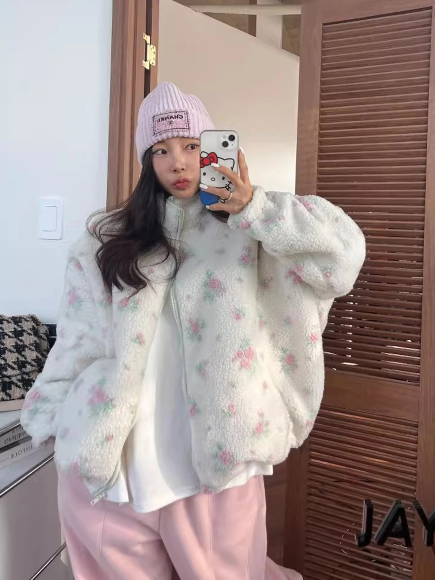 

Женский утепленный жилет из овечьей шерсти с цветочным принтом в корейском стиле, с воротником-стойкой, теплый, хлопковый, осенне-зимний, модный, повседневный