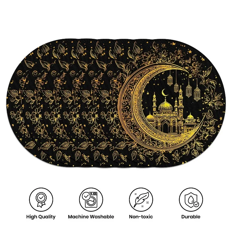 VIKAMA 6PC Ramadan Halal New Moon Meal Mat Flower Restaurant Halal Tea Break Eid Gift Desktop Decoration