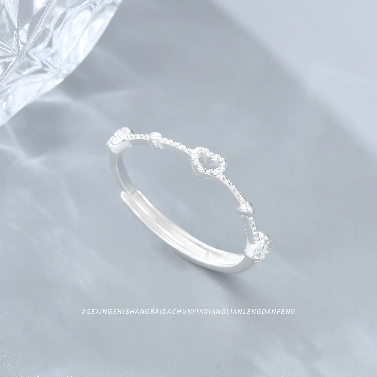 Charming S925 Silver Love Heart Ring, Delicate and Fashionable Women Joint Ring