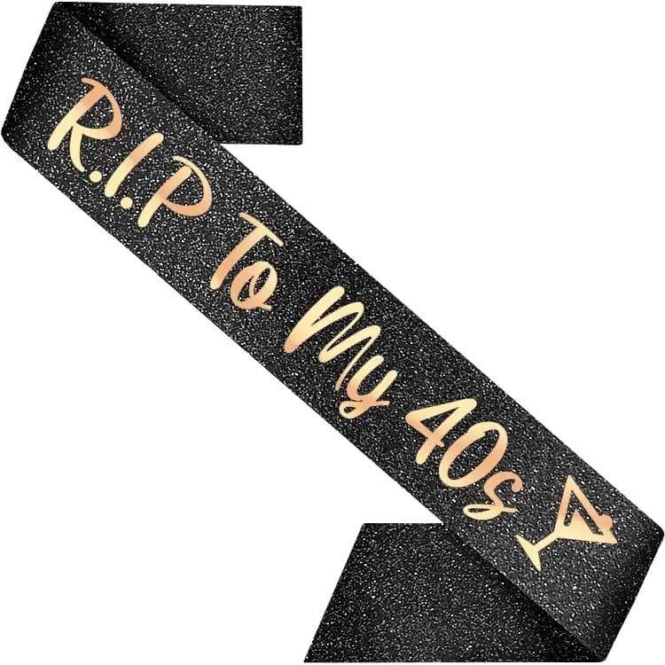 20/30/40th Birthday Sash Decorations RIP to My 20s Sash Black with Rose Gold Letters Sash