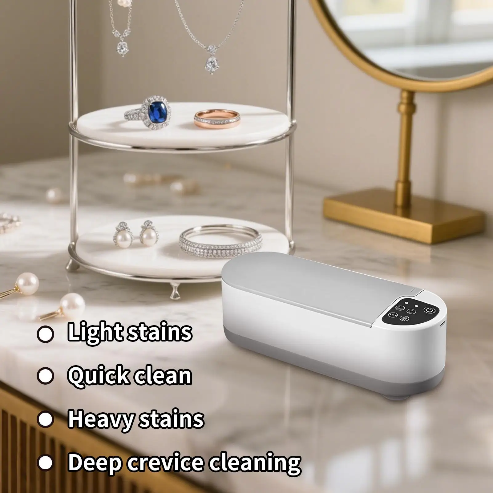 Necklace Cleaner Jewelry Cleaner Glasses Cleaning Machine 2 Modes Rechargeable Cleaning Supplies For Eyeglasses Denture Retainer