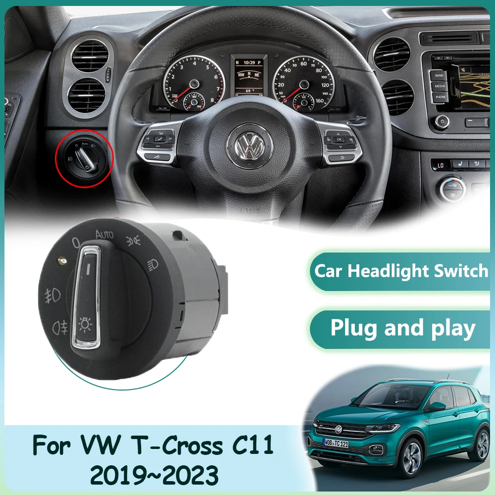 

For Volkswagen VW T-Cross C11 2019~2023 Car Headlight Automatic Switch Lighting Sensor Refit Auto Head Lamp Interior Accessories