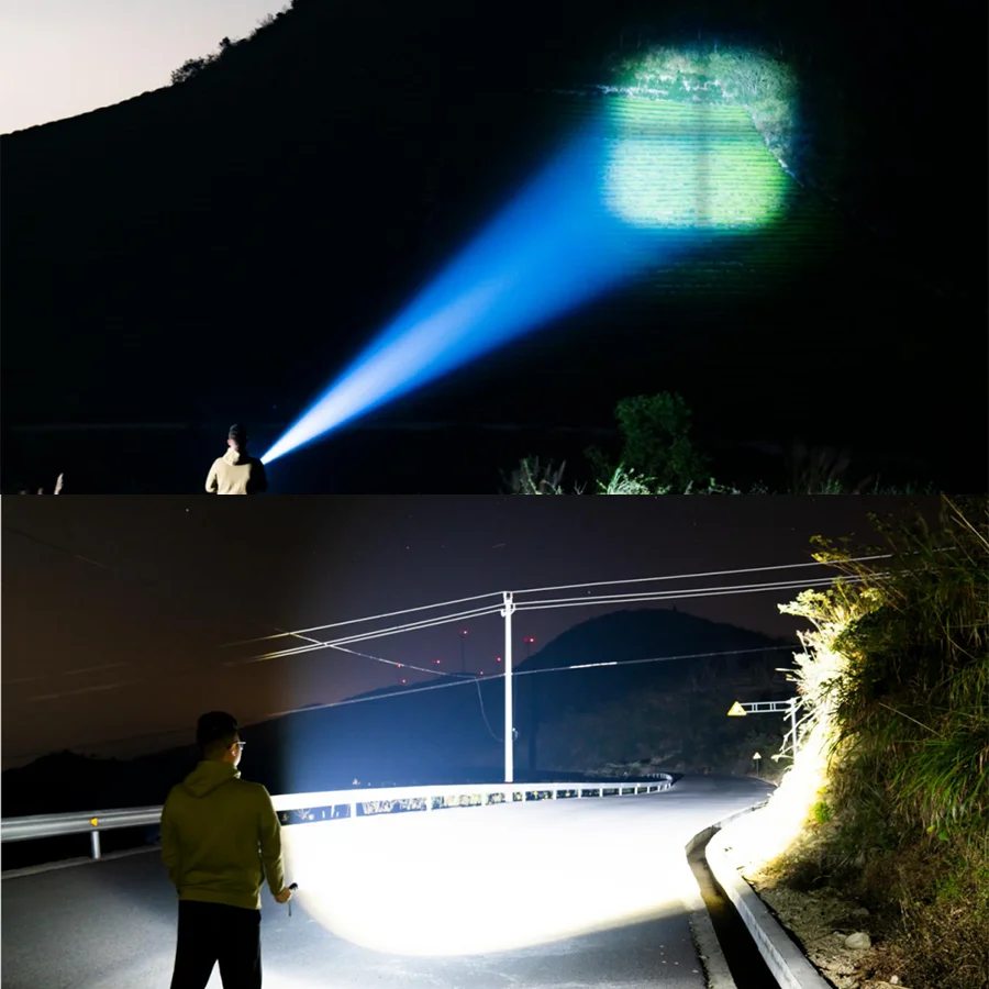 9999000LM Powerful LED Flashlight Rechargeable Flashlight High Power Long Range 3 KM LED Tactical Torch Fishing Camping Lantern