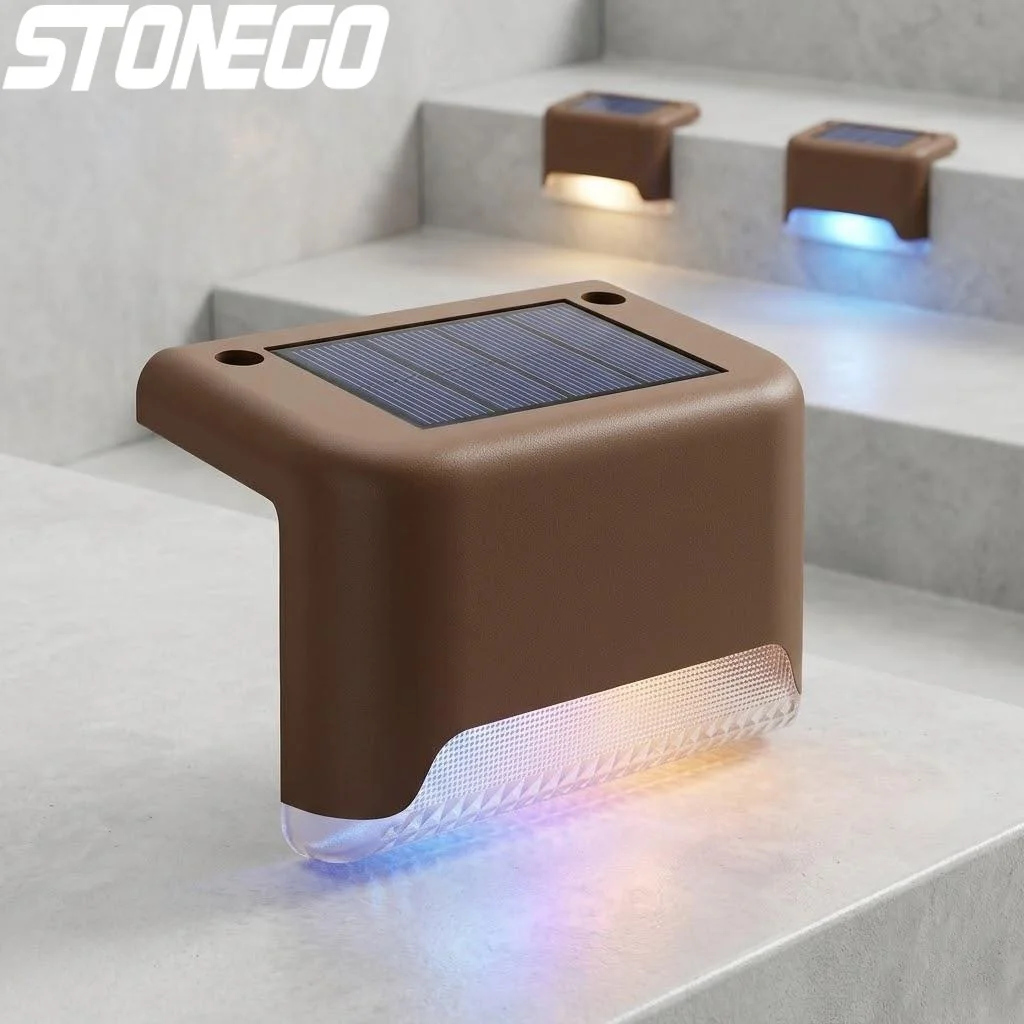 Waterproof Solar Step Light for Stairs Outdoor Wall Lamp Garden Fence Railing Sensor Night Light with Bright LED Lights