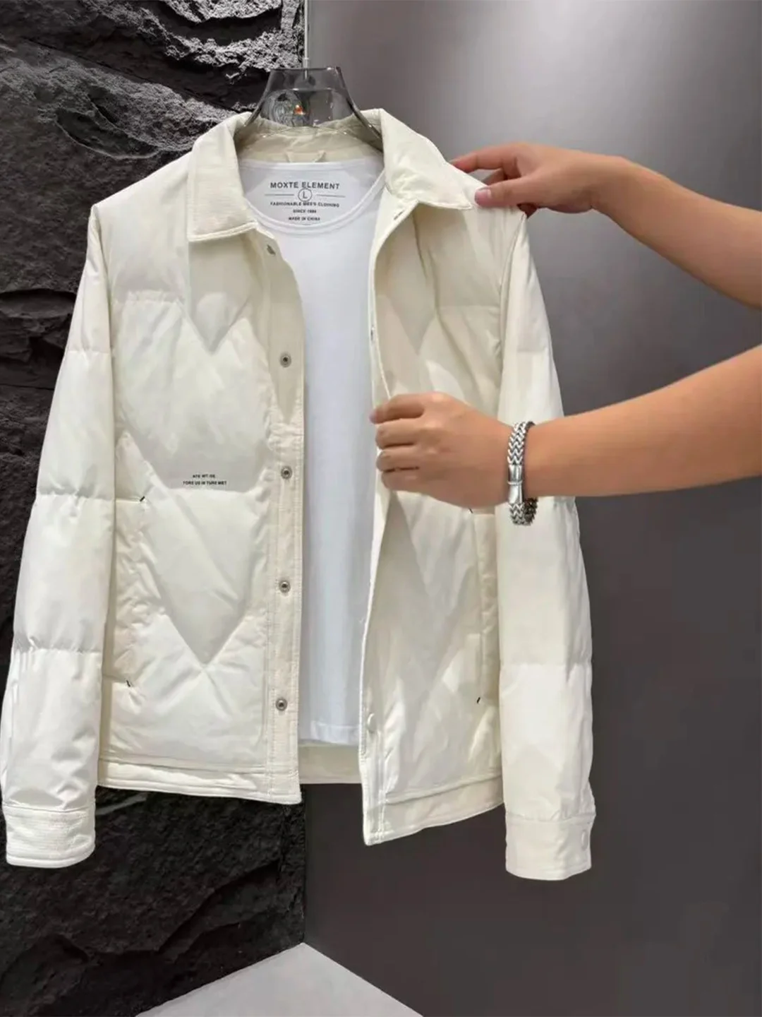 

Cleanfit Men's irt-Sle down Jaet Lightweight Warm ort White Du Feather Winter Cold Resistant Collar Coat Casual Sle