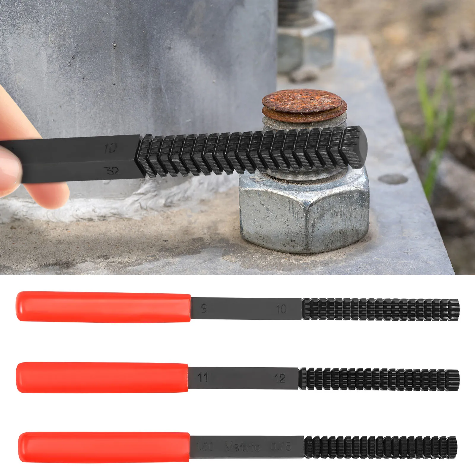 1/3Pcs High Hardness Steel Thread Restorer Files Set Multipurpose Metric Thread Repair File 0.75-3.0mm for Stud Bolt Screw Pipe