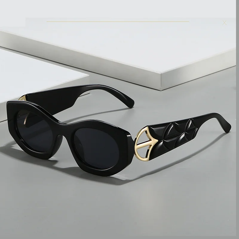 

Retro Black Square Sunglasses Fashion Gradient Oval Sun Glasses Shades Irregular Lens Ladies Men Eyeglass