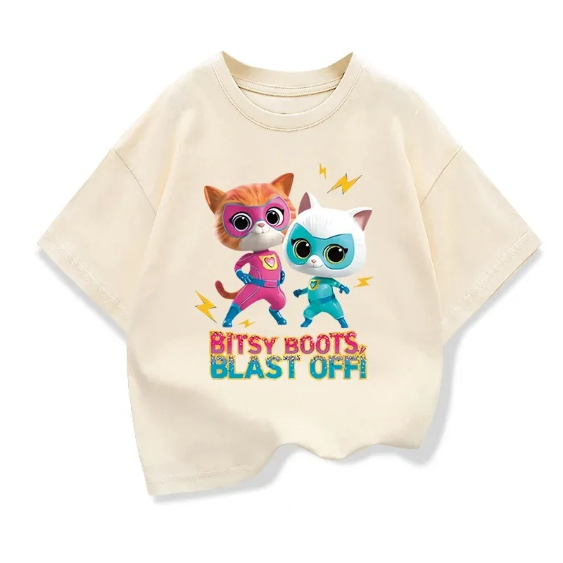Sommerkleidung Spiel Super Katzen Kostüm Kinder SuperKitties T-Shirt Baby Mädchen Kleinkind Jungen Baumwoll-T-Shirt Kinder Kurzarm-Oberteile – Detail 4
