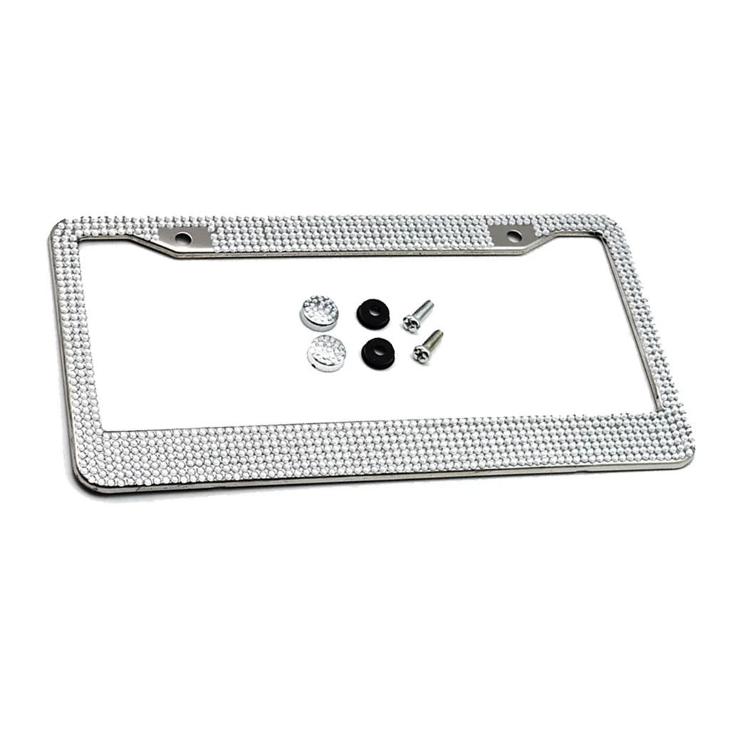 Slim Design Bling Stainless Steel License Plate Frame Tag Bracket Holder for Auto and Motorcycle Plate