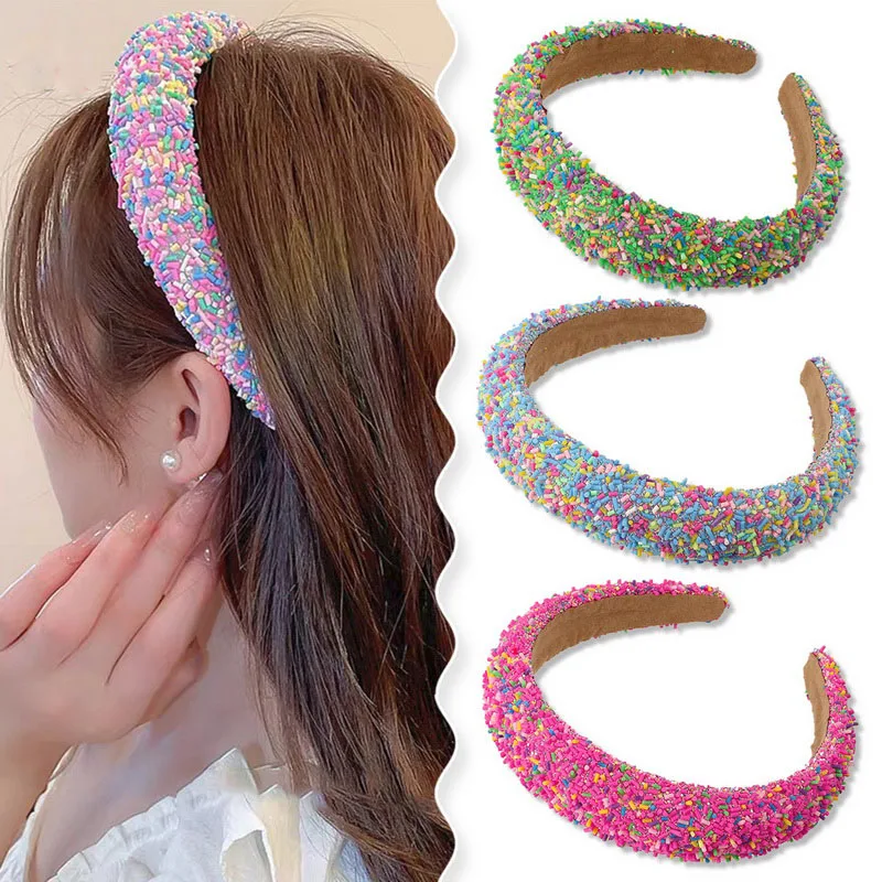 Luxury Rhinestones hairbands for women pearl headbands wide hair band girls thick Sponge Hair Hoop red  head band accessories