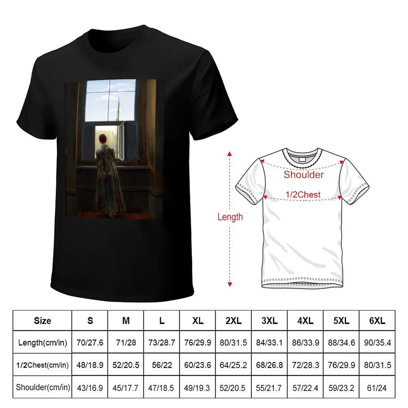 Caspar David Friedrich: Woman at a Window, 1822 T-Shirt oversized t shirt man clothes plain white t shirts men