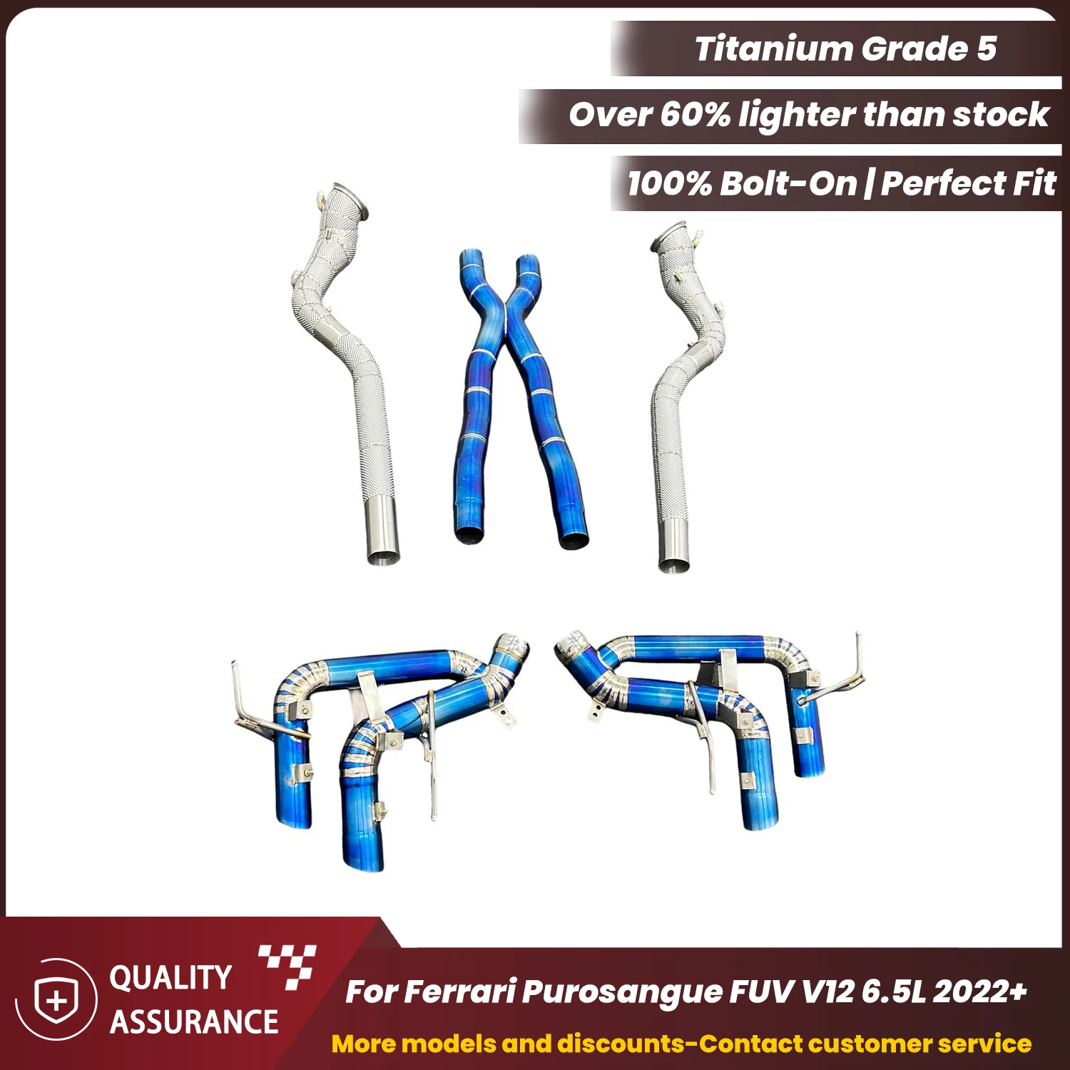 

ECCF Titanium Complete exhaust system for Ferrari Purosangue FUV V12 6.5L 2022+ Aggressive Exhaust Sound Easy Installation