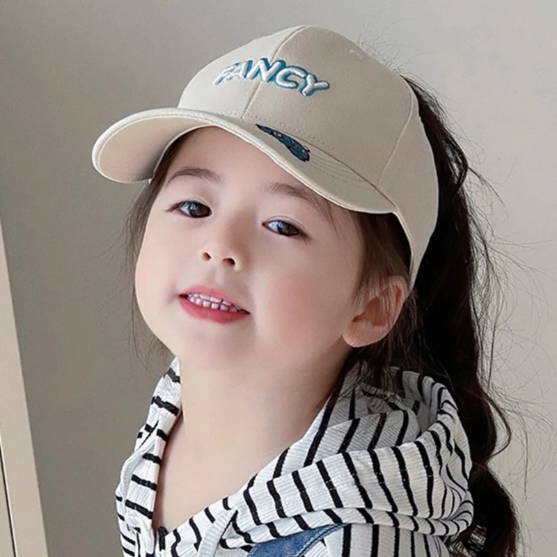 Girls High Ponytail Baseball Hat Summer Outdoor Kids Empty Top Sun Hats 2-6year Children Duck Tongue Cap Baby Duckbill Cap Visor