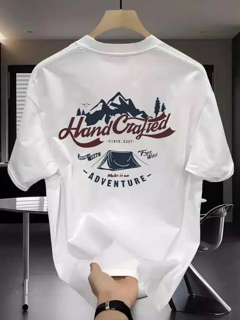 2026 Trendy Short-Sleeved T-Shirt in American Style with Letters Men and Women Printed Fashion Casual Pure Cotton Casual Shirt
