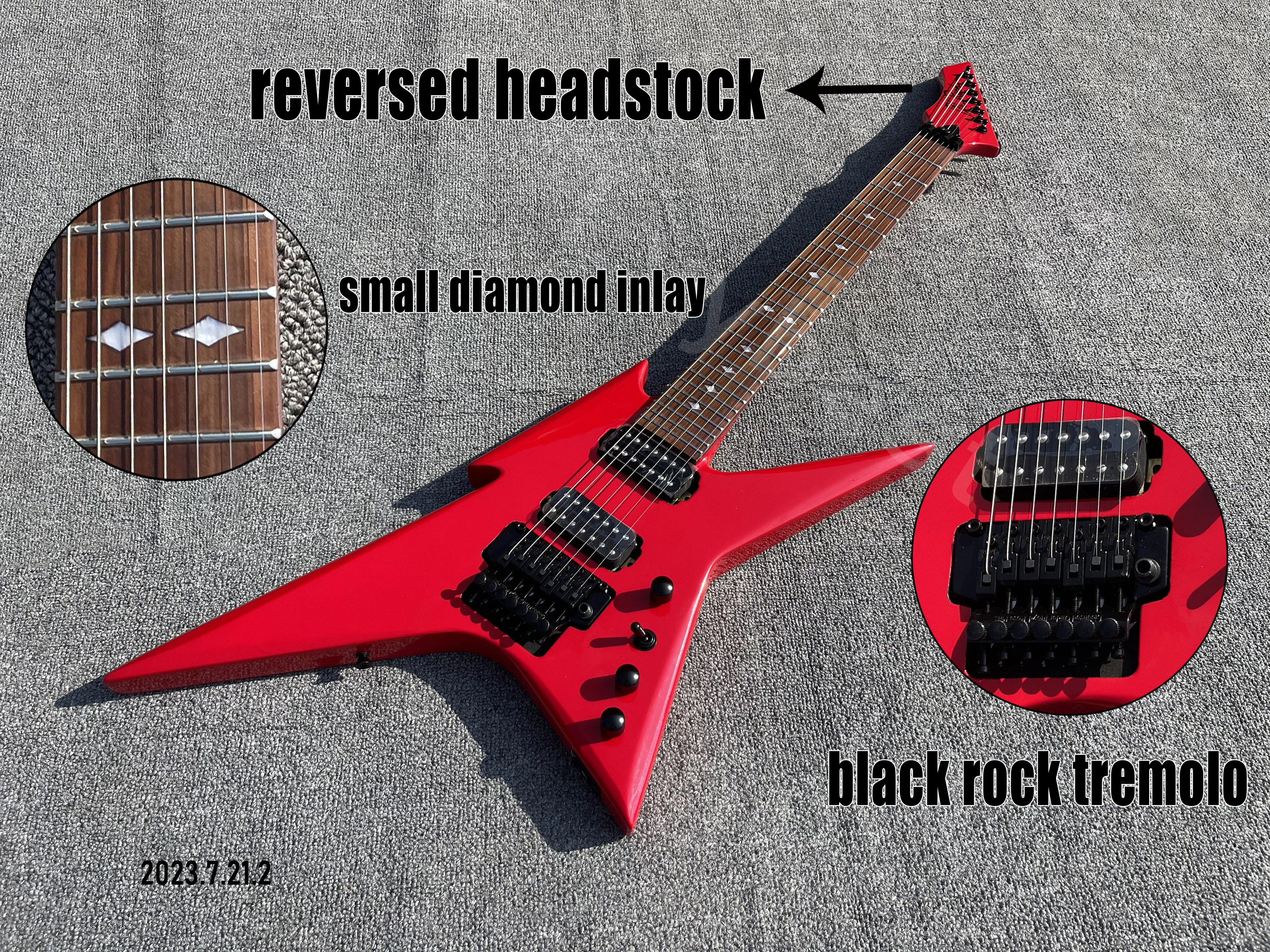 7 Strings Electric Guitar Solid Red Color HH Pickups Reversed Headstock Rosewood Fingerboard Small Diamond Inlay Rock Tremolo!