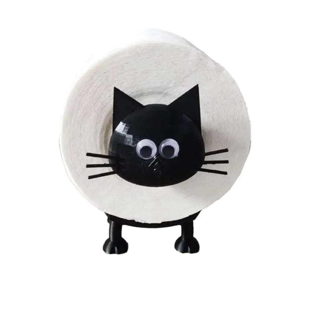 3 PCS Cat Shape Roll Paper Holder 3D Printed Bath Storage Toilet Paper Rack Loo Roll Holder Black Toilet Tissue Rack Kitchen