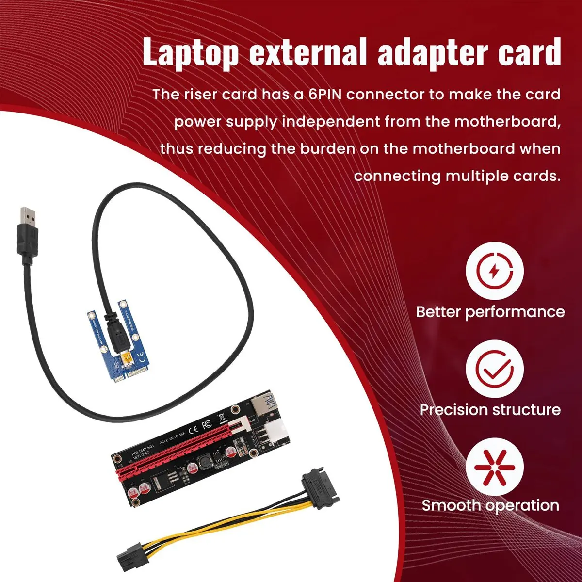 AAAE Mini PCIe to PCI Express 16X Riser for Laptop External Graphics Card BTC Miner MPCIe to PCI-E Slot Mining Card