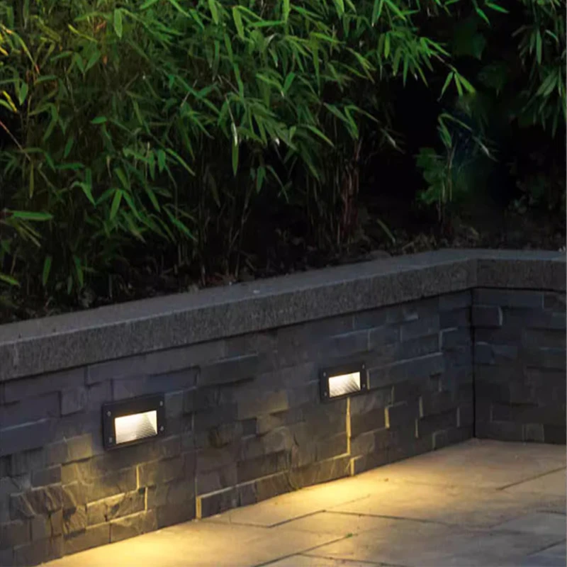 Outdoor waterproof foot lamp embedded corner small night light, hotel villa corridor staircase sensing step light 6w wall light