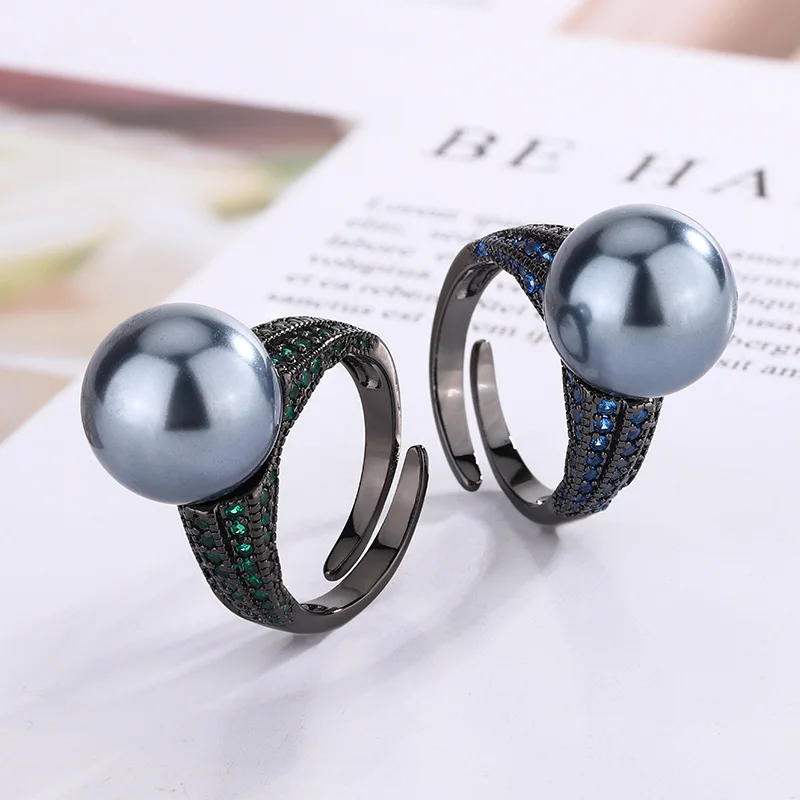 

New Gold-Plated Black Gold Personality Ring Set with Diamonds 14mm Wholesale