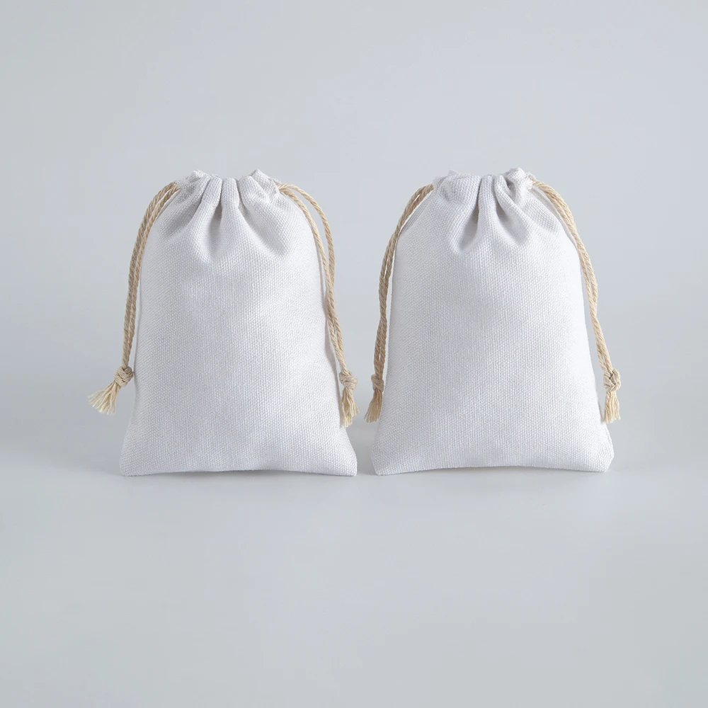 5Pcs Blue Jewelry Storage Pouch, Cotton Drawstring Bag