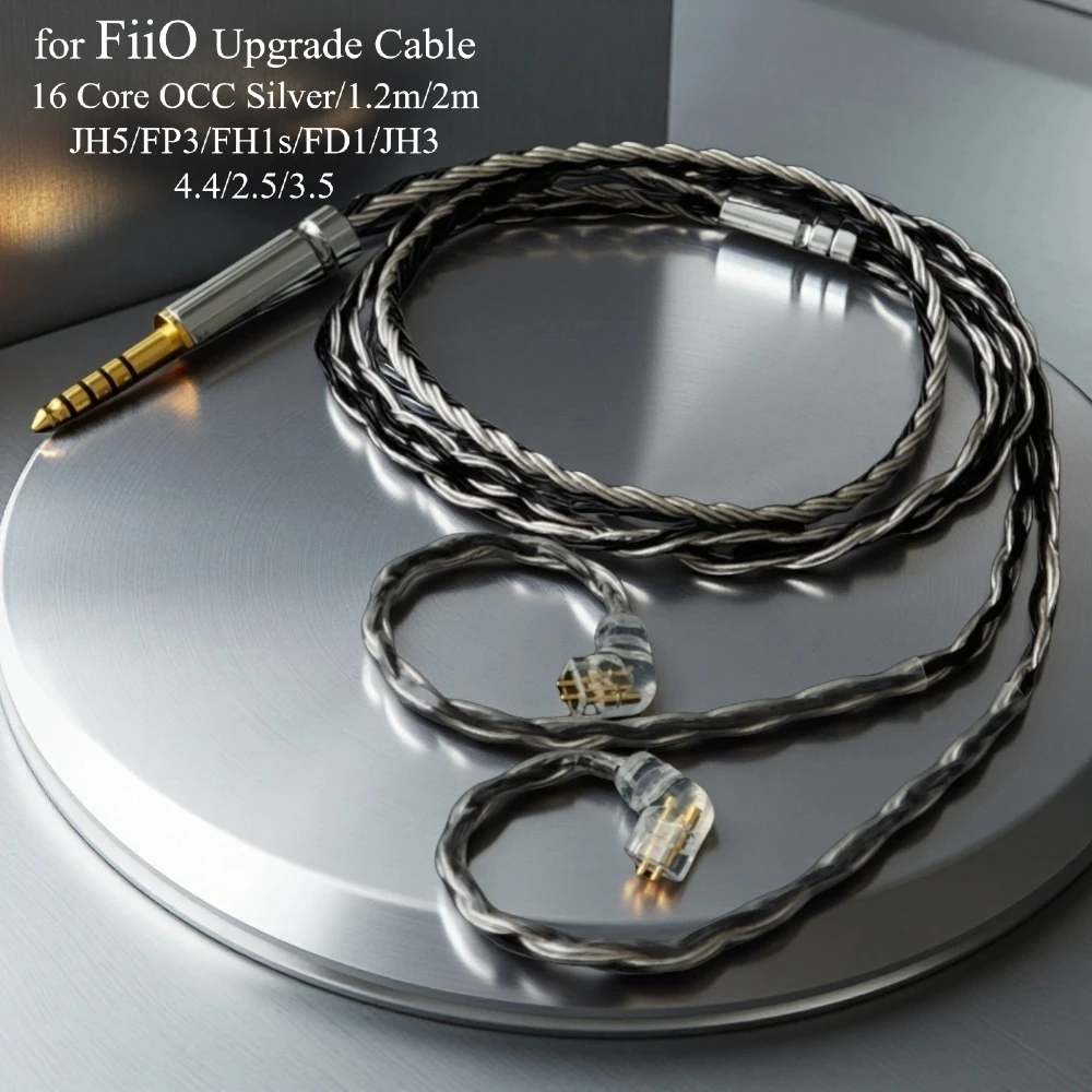 Cable de actualización para auriculares OCC de 16 núcleos, trenzado Litz, chapado en plata, para FiiO Jade Audio JH5/FP3/FH1s/FD1/JH3 2Pin/MMCX 2,5mm Balanceado