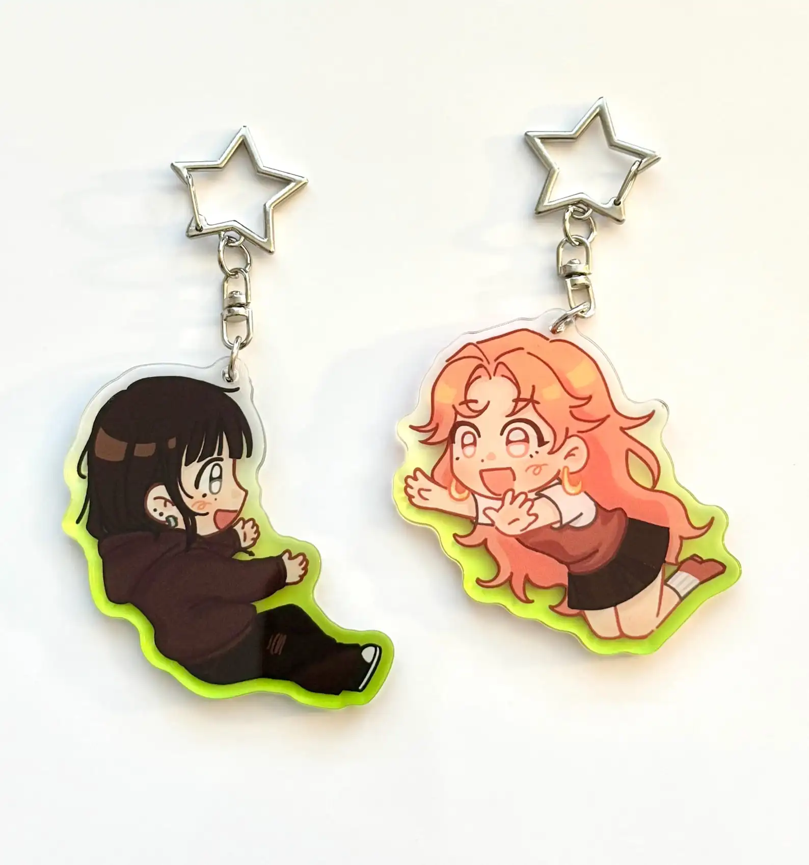 Handmade Mitsuaya Green Yuri The Guy She Was Interested In Wasn't a Guy at All Acrylic Charm Keychain Accessories Jewelr