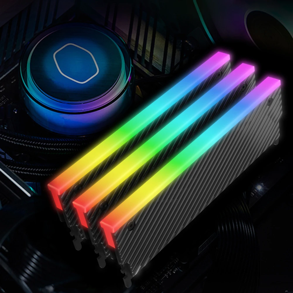 

5V 3PIN ARGB DDR Heatsink Aura Sync DDR Memory RAM Cooler with Thermal Silicone Pad for DDR2 DDR3 DDR4 DDR5 Desktop Computer