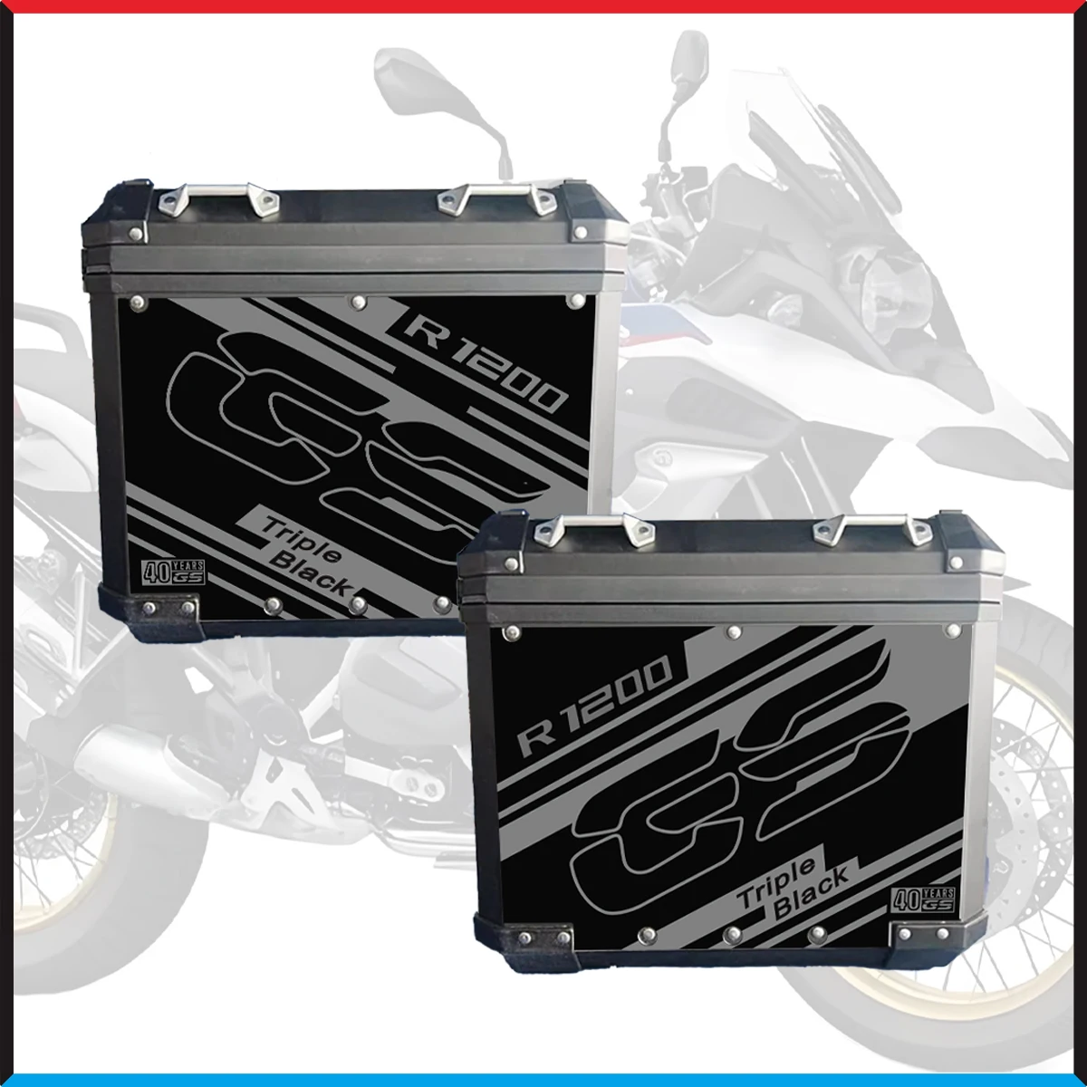 

For BMW R1200GS ADV R1200 GS Motorcycle Aluminum Alloy Trunk Box Sticker Suitcases Side Box Decal 2004-2024 Triple Black