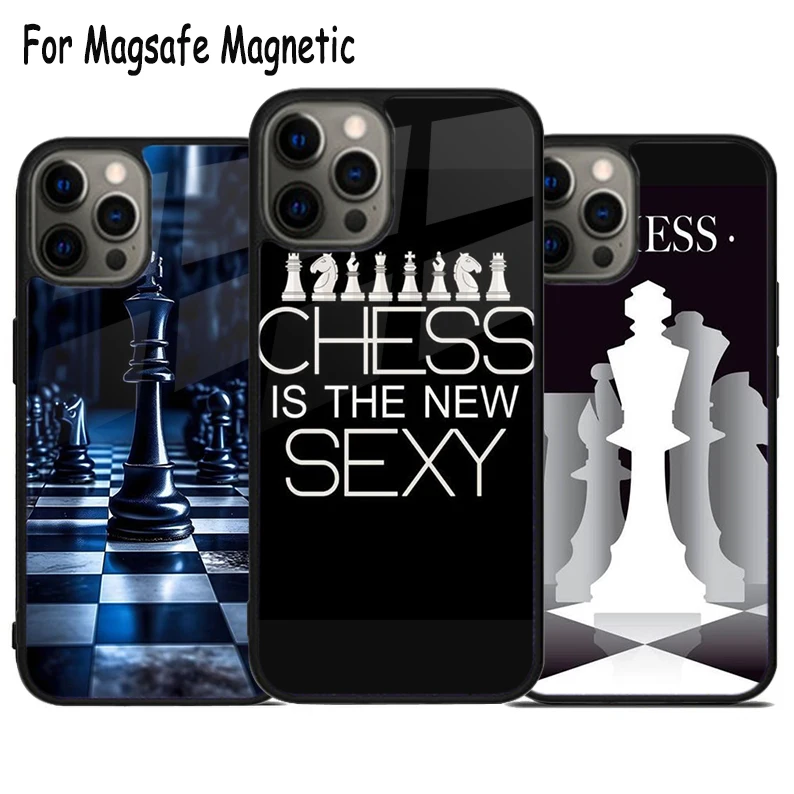 

Международный шахматный беспроводной зарядный чехол Magsafe для телефона iPhone 15 16 14 13 11 12 Pro Max Plus, магнитный чехол-бампер