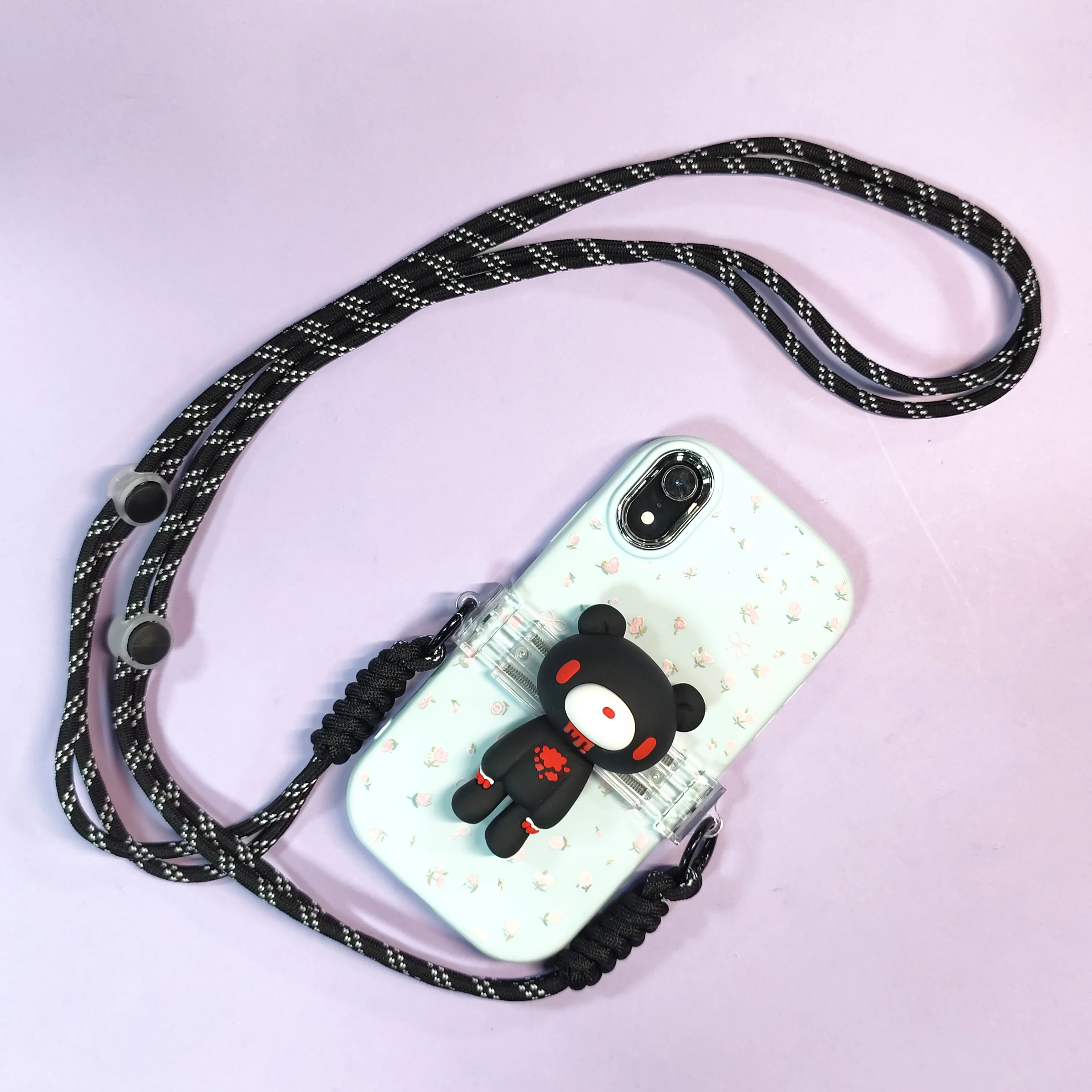 

Cute phone lanyard: Colorful woven rope, with a cute bear holder. Adds a playful, stylish touch for carrying your phone.